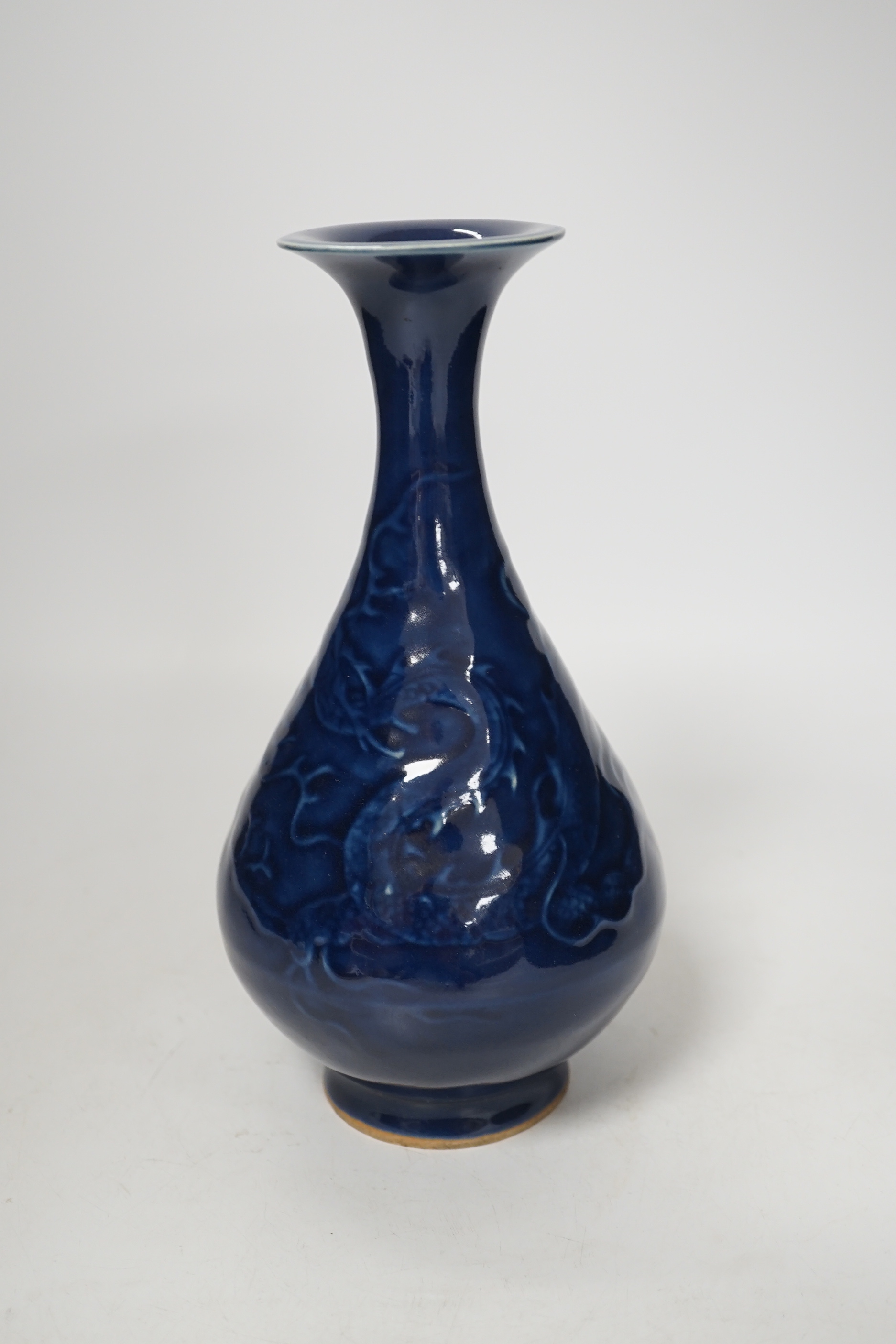 A Chinese blue monochrome vase, 24cm high